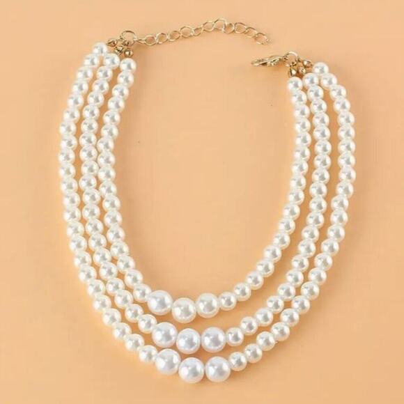 Jewelry - New Faux Pearl Triple Layer Claw Clasp beaded white anklet bracelet for bridal